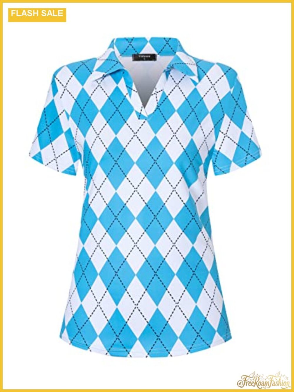 Women's V-Neck Golf Polo Shirt Short Sleeve Tennis Athletic Top